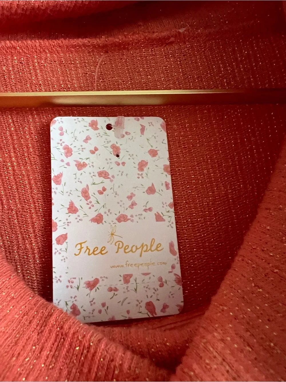 Free People Coral Orange Gold Metallic Cowl Neck Ruched Mini Dress S NWT